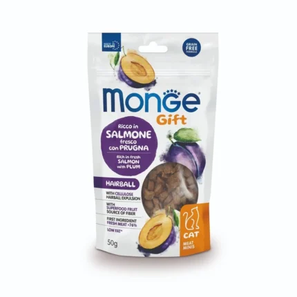 Monge Gato Gift Meat Mini Hairball Salmão Ameixa 50GR